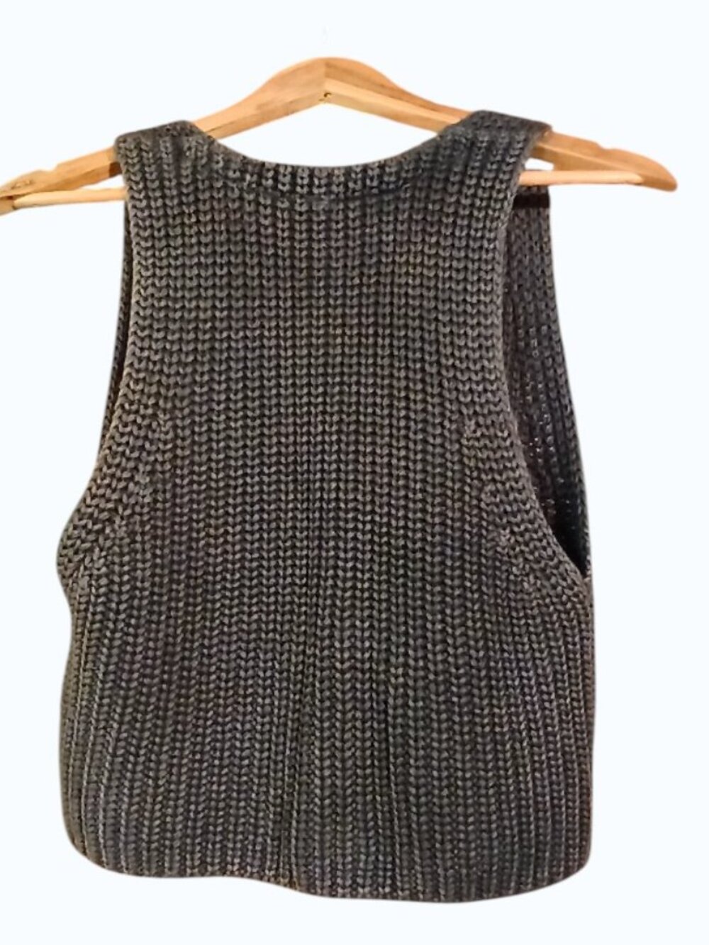 FREE PEOPLE Gray Chunky Knit Button Front Vest - EUC - Picture 3 of 14